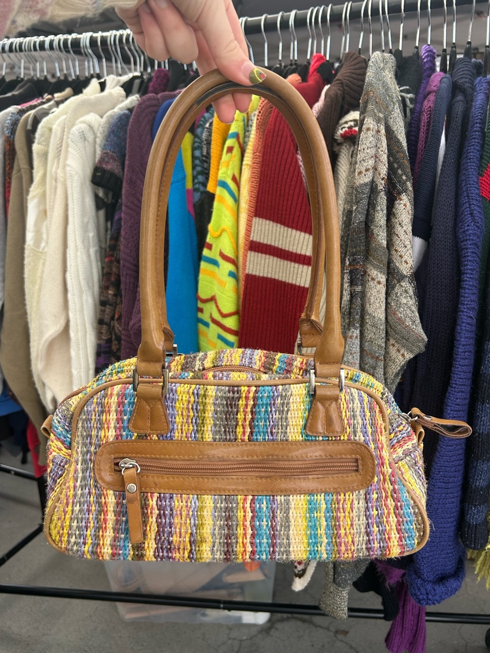 2000s tweed rainbow shoulder bag